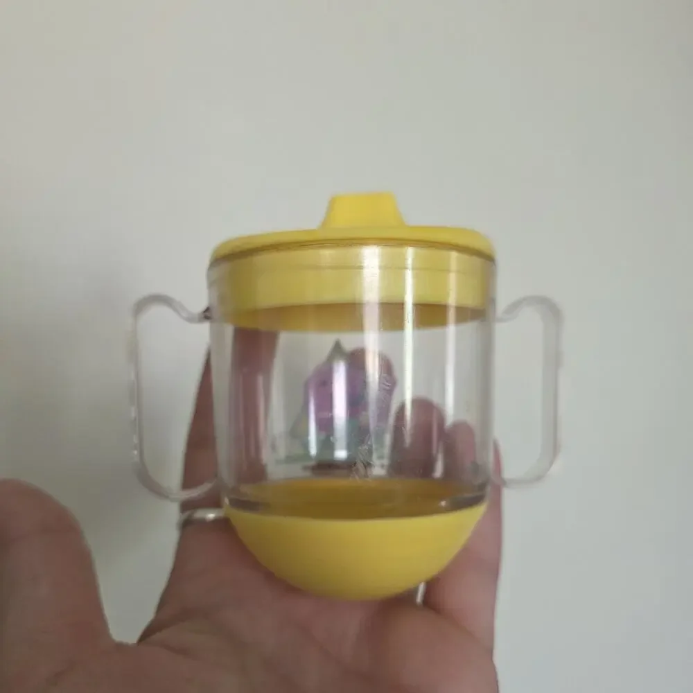Vintage 1993 Barney Purple Dinosaur Sippy Cup Yellow Double Handle